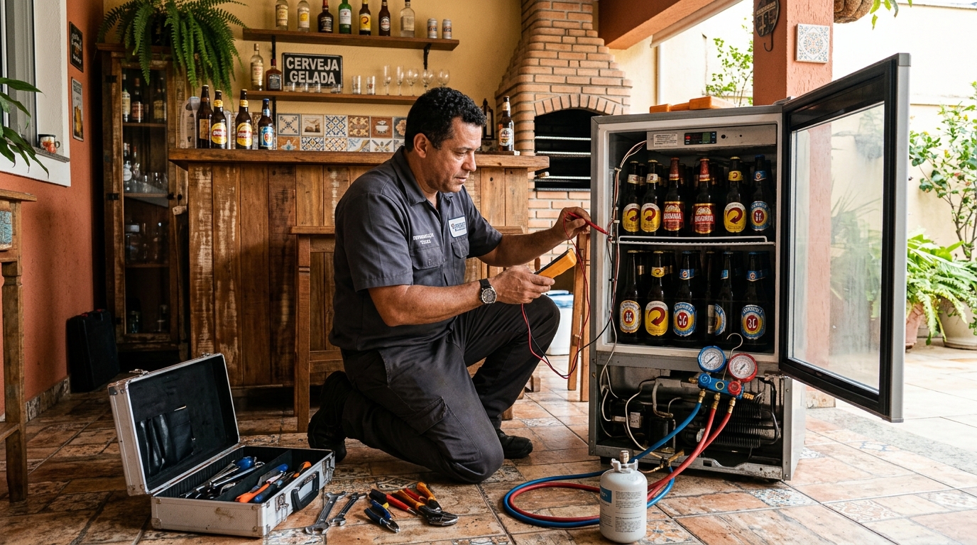 Recarga de gás refrigerante em cervejeira em atendimento em Zona Leste‑SP