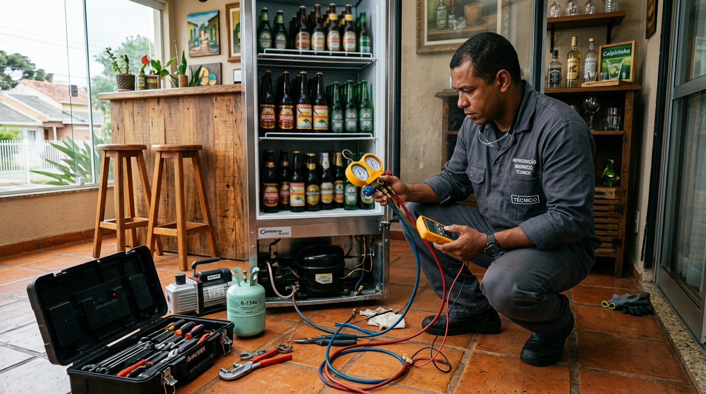 Técnico de conserto de cervejeira em residência em Zona Leste‑SP